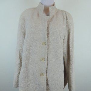 EILEEN FISHER lined beige textured dressy JACKET blazer 2XL
